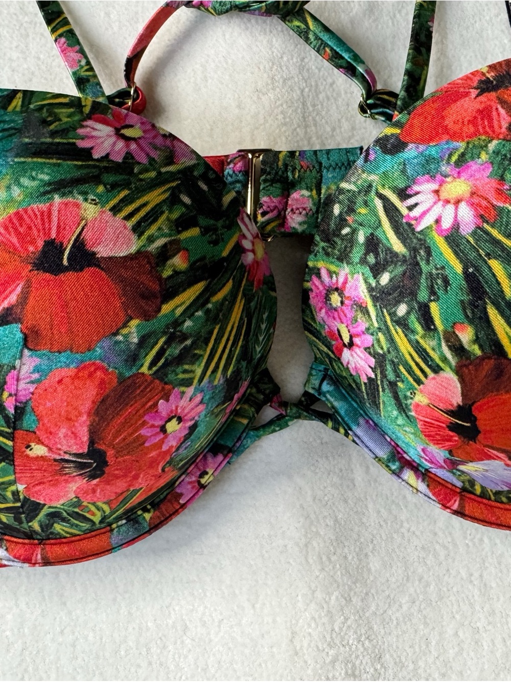 Victoria's Secret Tropical  Bombshell Floral Underwire Bikini Green Multi 36C/M - Picture 3 of 16